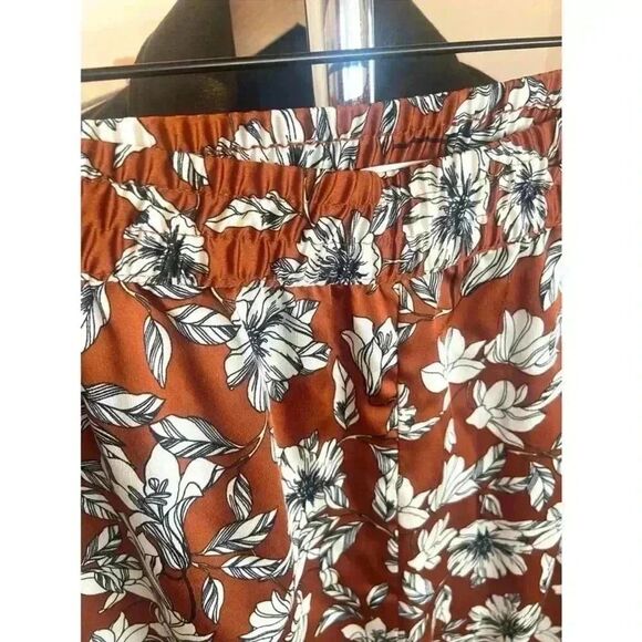 XL 🔖 LA LIGNE x Target Women's Floral Wide Leg Trousers - Brown White NWOT! - Picture 10 of 12